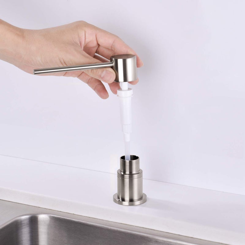 EKRTE Sink Soap Dispensers,Brass Commercial Kitchen Soap Dispenser Liquid Lotion Dish Dispenser Built in Soap Dispenser Brushed Nickel Bathroom Soap Dispensers Pump, Refill from The Top - Image 4